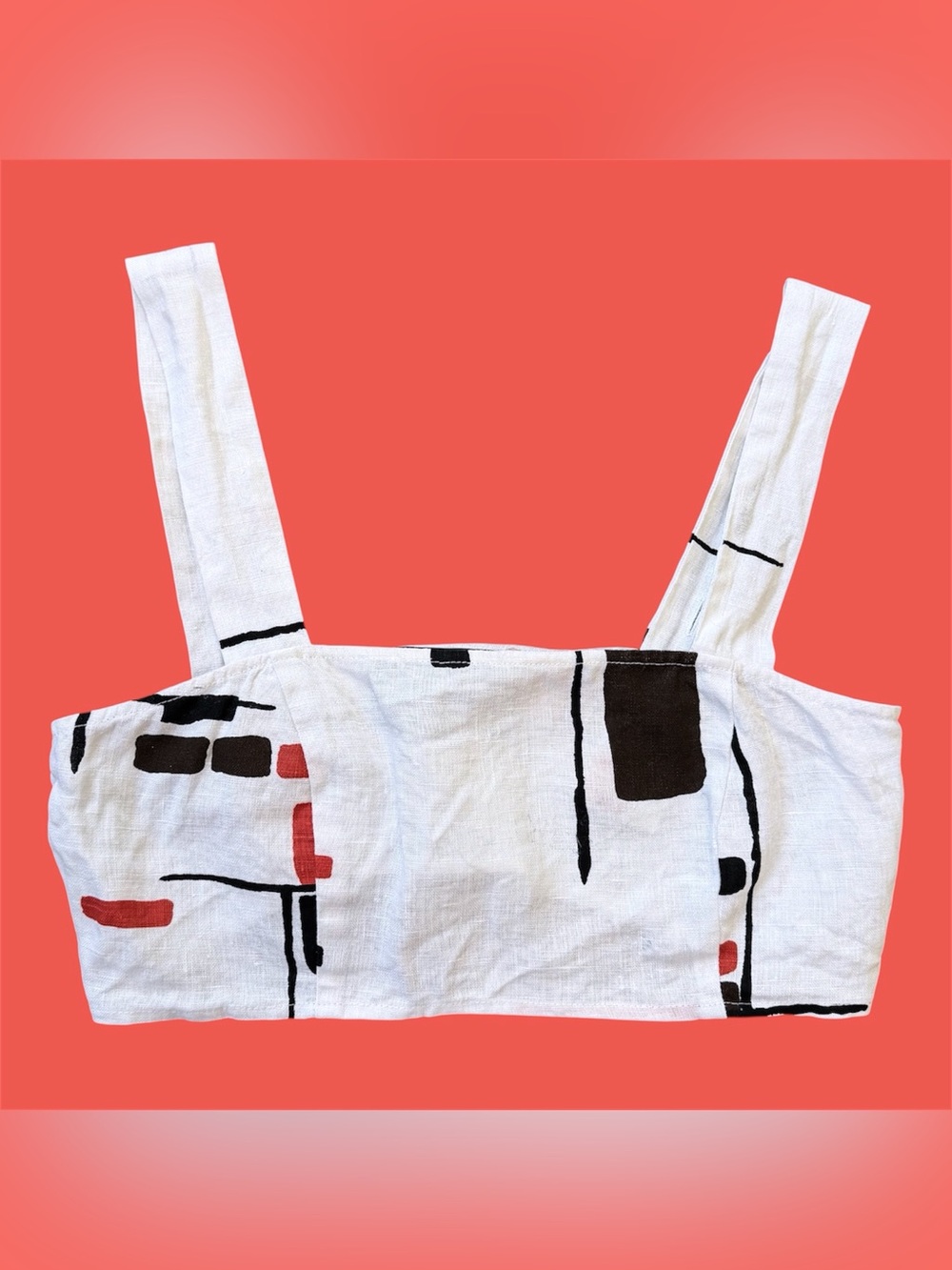 Reformation Abstract Linen Crop Top